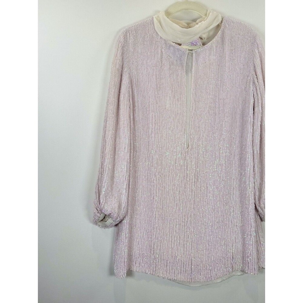 Retrofete Womens Dress Pink Grace Sequin Allover Mini Velvet Tie Belt Party XS - Picture 13 of 16